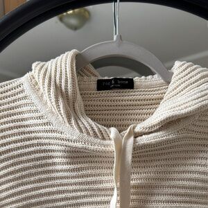 Rag & Bone Women's Ribbed sweater hoodie- Cream